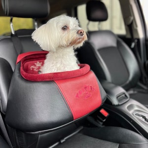 Dog car carrier,  Dog basket, Eco leather, Dog owner gift, Harness, Stable car seat, Robust puppy seat, Pet car seat for back and front seat