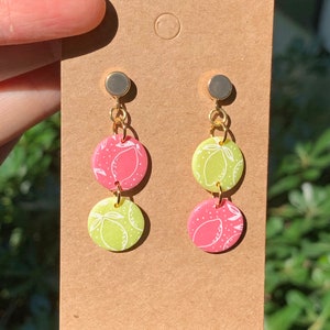 Small Pink Lemonade Circle Drop Earrings