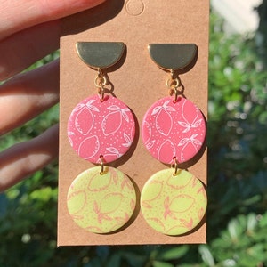 Pink Lemonade Circle Drop Earrings
