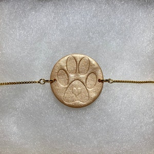 Gold Shimmer Paw Print Slider Chain Bracelet