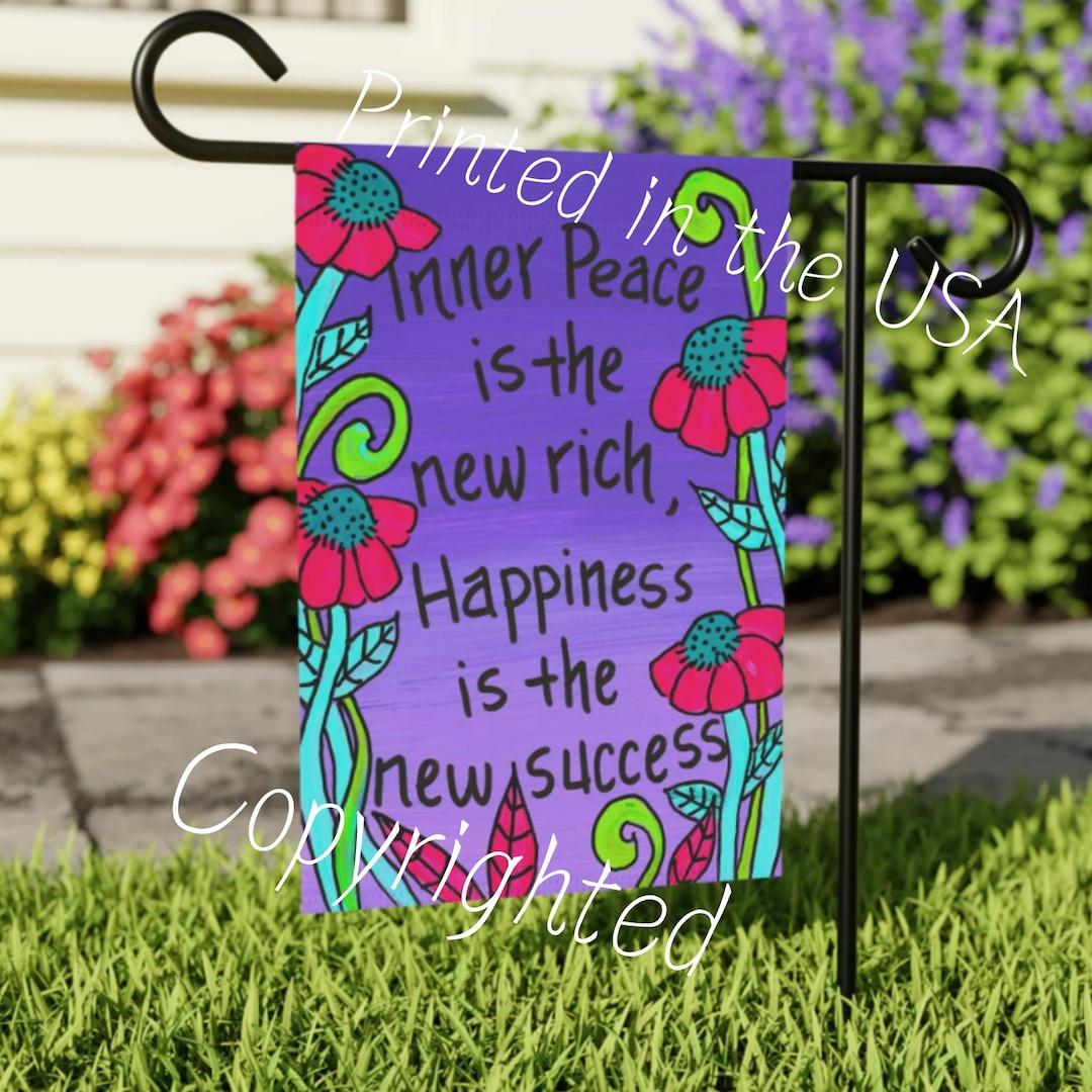 心を高揚させる名言ガーデンフラッグ：心の平安、幸福 - 12x18インチ 両面印刷 - Etsy 日本, image size:1080x1080