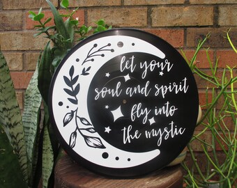 Van Morrison vinyl record wall art, Into the Mystic song lyrics art, Van Morrison lyrics on 12" record, soul and spirit fly into the mystic