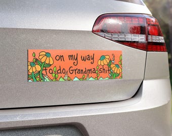 Funny Grandma Car Magnet: Weatherproof Vinyl Bumper Sticker Magnet (10 x 3")