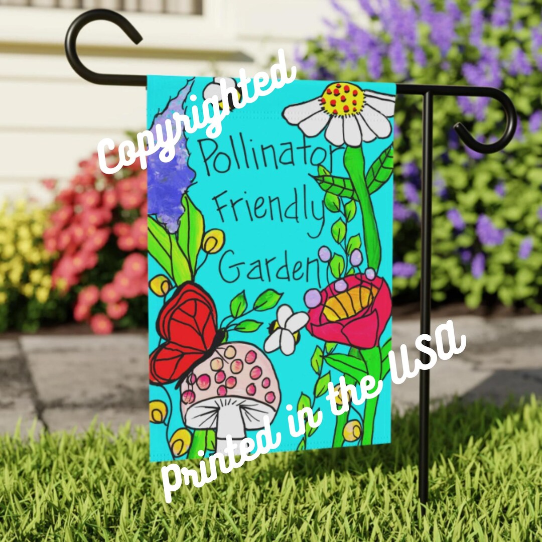 Pollinator Friendly Garden Banner: Floral House Flag (18x12) - Etsy