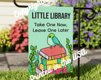 Little Free Library Garden Banner – "Take a Book, Leave a Book" (18 x 12")