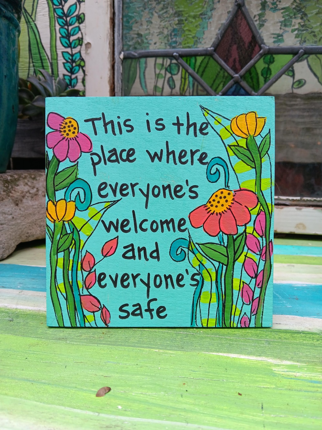 everyone-s-welcome-and-safe-original-wood-painting-colorful