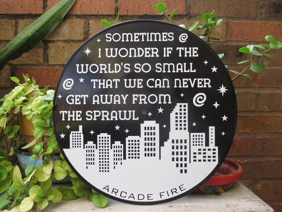Arcade Fire Band Lyrics Vinyl Record Wall Art Sprawl Ii Etsy