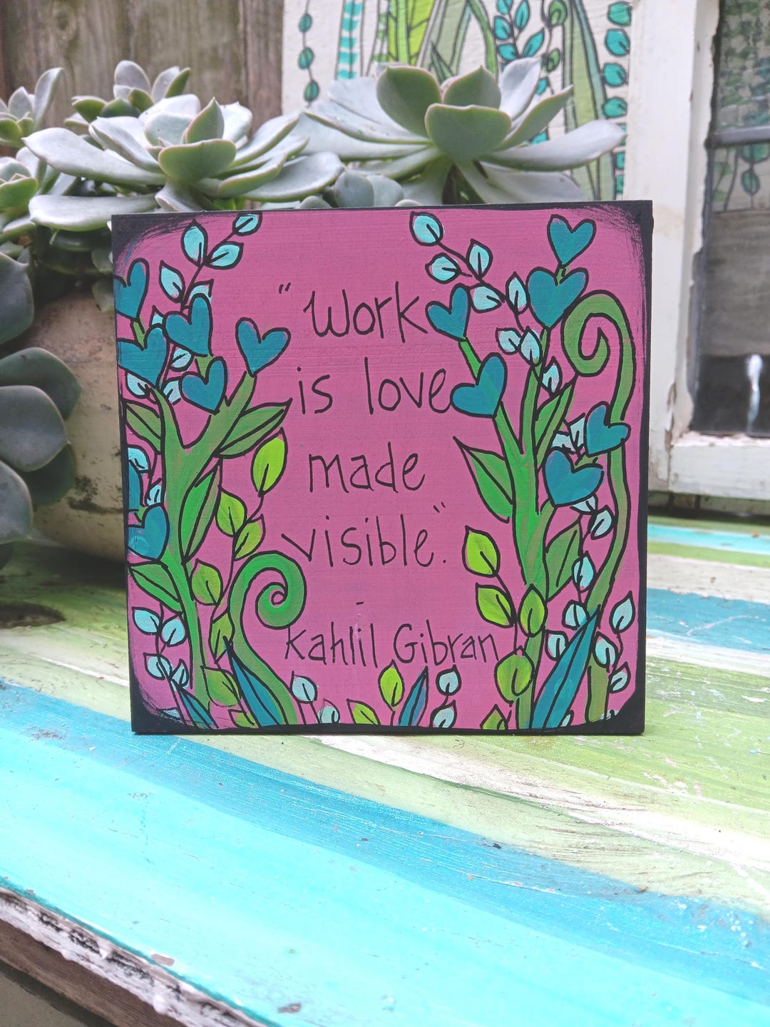 Hand-painted Floral Quote Art is Good for You Folk Naive Style 6x6" - Etsy