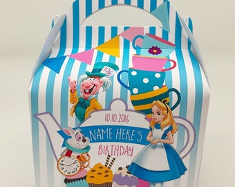 Alice in Wonderland Childrens Party Box Gift Bag Favour