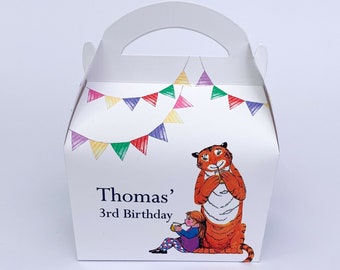 The Tiger who came to tea Childrens Personalised Party Box Gift Bag Favour