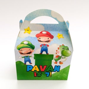 Aquarel mario geïnspireerd Childrens Party Box Gift Bag Favor