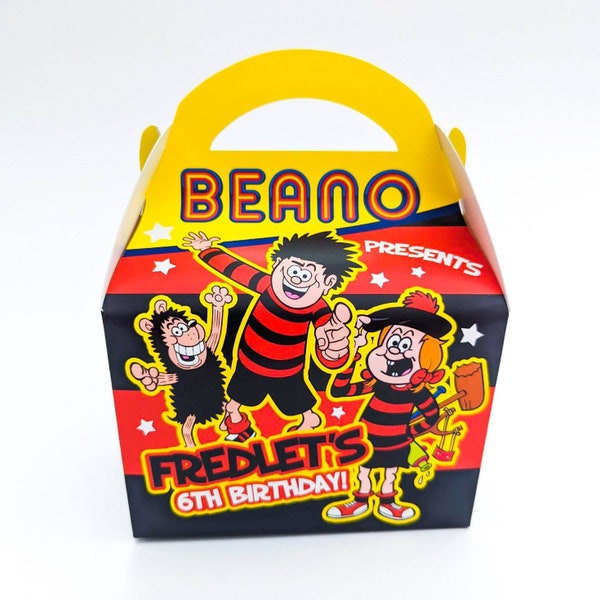 Beano Dennis the menace gnasher Childrens Party Box Gift Bag Favour