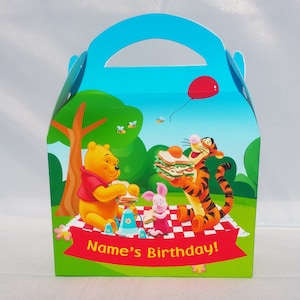 Winnie the Pooh Cbeebies Childrens Personalised Party Box Gift Bag Favour