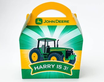 John Deere tractor farm Childrens Party Box Gift Bag Favour