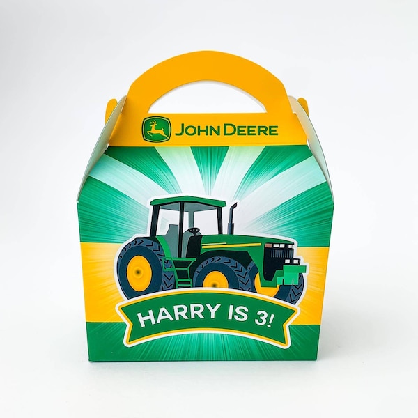 John Deere tractor farm Childrens Party Box Gift Bag Favour