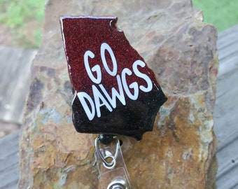 Georgia Bulldogs badge reel ,Georgia Bulldog Inspired ,Georgia Football, GO DAWGS, Nurse Badge Reel, RN Badge Reel ,Georgia Badge Reel