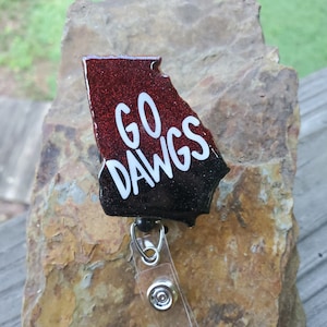 Georgia Bulldogs badge reel ,Georgia Bulldog Inspired ,Georgia Football, GO DAWGS, Nurse Badge Reel, RN Badge Reel ,Georgia Badge Reel