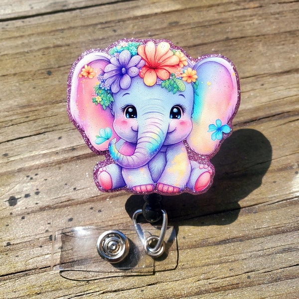 Elephant Badge Reel, Cute Elephant Badge Reel, Baby Elephant, Nurse Gift, Badge Holder,