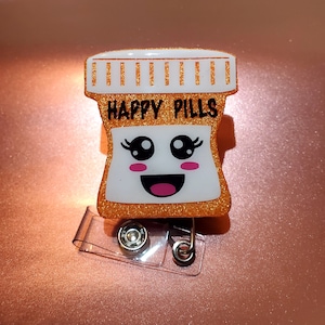 Happy Pill Badge Reel, Pharmacist Badge Reel, Prescription Bottle Badge Reel, Badge Reel, Pharmacy Badge Reel
