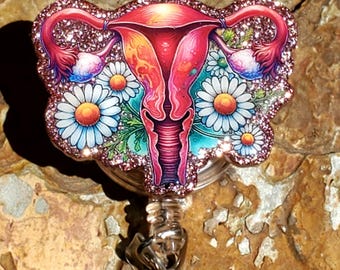 parto y nacimiento, carrete de insignia, carrete de insignia de enfermera, carrete de insignia de obstetricia y ginecología, carrete de insignia médica, regalo de enfermera, carrete de insignia de útero,