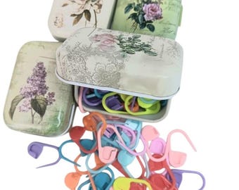 Floral Tin Stitch Marker Case: Knitting Crochet Accessories, Free Markers