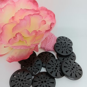 10 pieces large black sewing wooden buttons 25mm, crafting supplies and tools, fasteners and closures, Knitting and crochet buttons