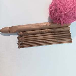 Natural wood crochet hooks, afghan hooks, crochet blanket pattern, bamboo hooks, available in various sizes