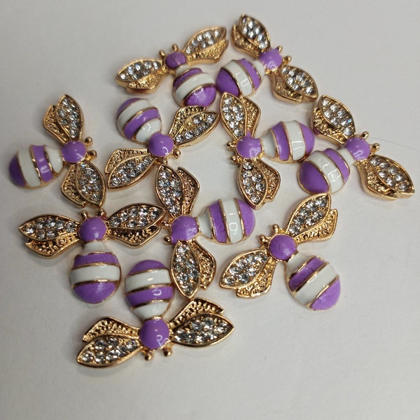 10 Pcs Small Enamel Bee Embellishments, Rhinestone Enamel Embellishments, Crafting for Halloween DIY, Handmade Crafts