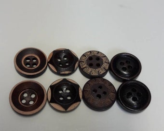 10 pieces decorative buttons wooden 15mm, crochet buttons, small buttons, knitting buttons, garment buttons, four holes buttons