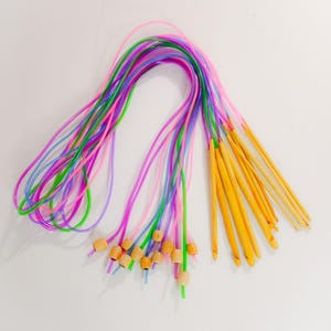 Tunisian Crochet Hook Set: Wooden Afghan Hooks with 42&quot; Cords