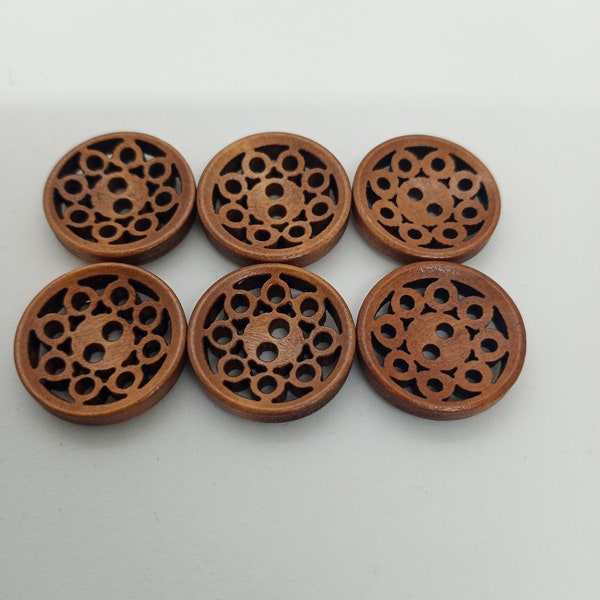 6 pieces knitting wooden buttons 18mm, sweater buttons, shirt buttons, round buttons, small buttons, jacket buttons, brown buttons
