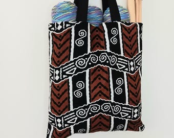 African Print Project Bag: Crochet Knitting Supplies Tote