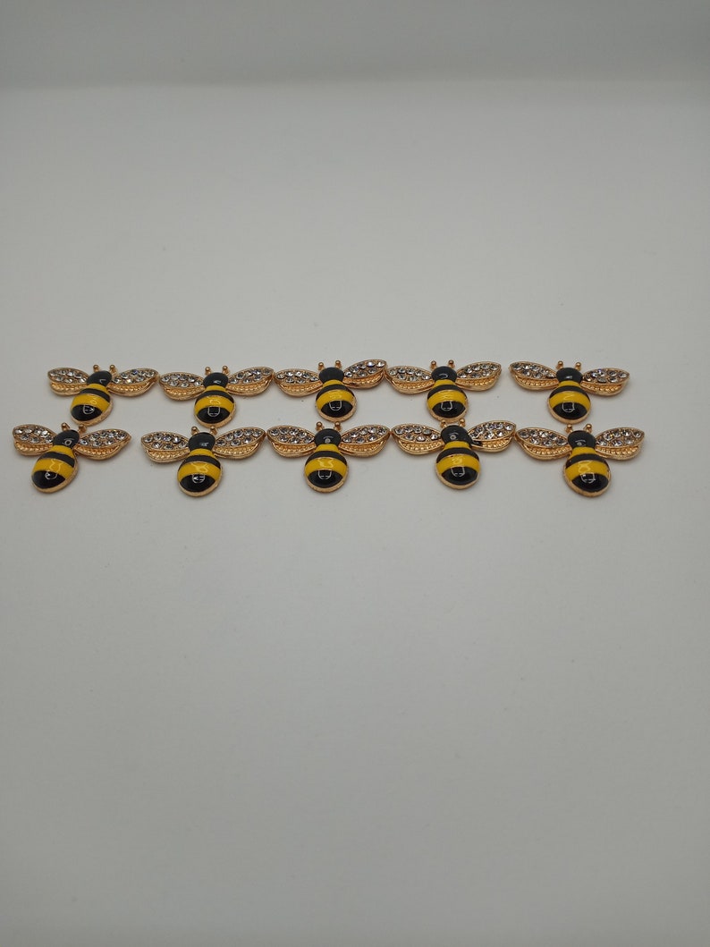 10 Pcs Enamel Bee Embellishments, Rhinestone Enamel Embellishments, Crafting for Halloween DIY, Handmade Crafts image 5