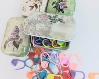 Floral Tin Stitch Marker Case: Knitting Crochet Accessories, Free Markers