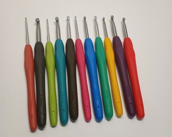 Crochet hooks, multi-color crochet hooks, afghan hooks, crochet patterns, crochet scarves, available in different sizes