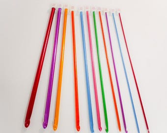 Bright Metal Tunisian Crochet Hooks - 10 Inch Afghan Hook