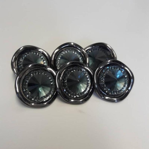 6 Pieces large fashion buttons 25mm, acrylic buttons, dress buttons, garment buttons, green buttons