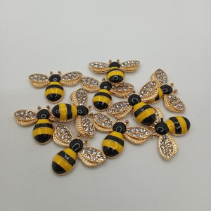 10 Pcs Enamel Bee Embellishments, Rhinestone Enamel Embellishments, Crafting for Halloween DIY, Handmade Crafts image 1