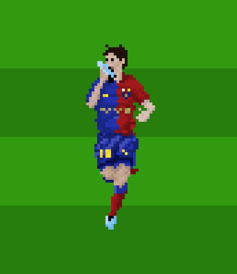 LIONEL MESSI Retro Football Pixel Art Print, Barcelona Fans, Football ...