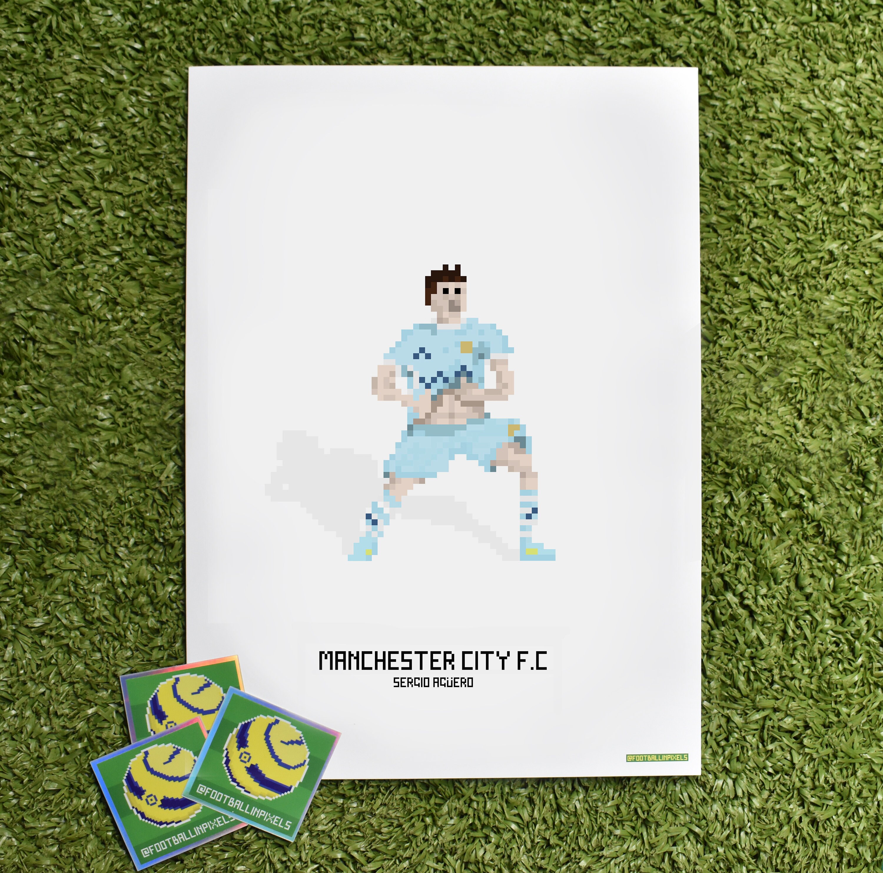 Manchester City Aguero Pixel-Spieler Kunstdruck | Etsy