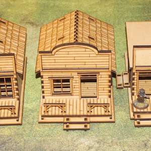 28mm to 35mm MDF Western Building Basic Set – Set of Buildings + terrain pieces for Malifaux, Old West, What a Cowboy, and more...