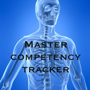 May include: A transparent blue skeletal figure with the text "MASTER COMPETENCY TRACKER" superimposed on the chest.