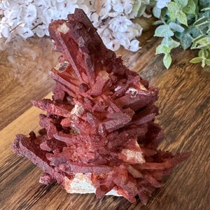 Red Quartz Crystal Cluster | Natural Raw Rough Red Quartz Mineral | Red Hematoid Fire Quartz | Metaphysical Home Decor