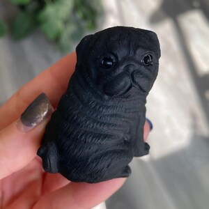 Black Obsidian Pug Dog Carving | Etsy