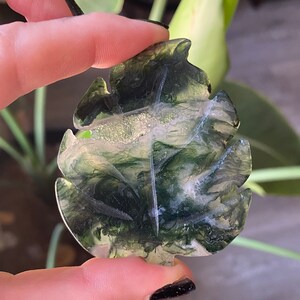 Moss Agate Leaf Crystal | Natural Carved Moss Agate Stone Leaves | Harmony | Abundance | New Beginnings