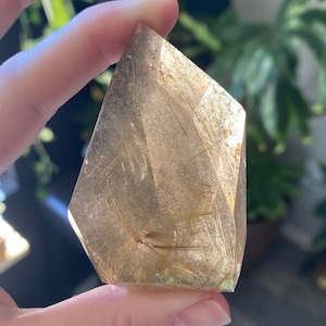 Rutilated Quartz Crystal Free Form Polished | Golden Rutile Quartz |  Metaphysical Healing and Home Decor |