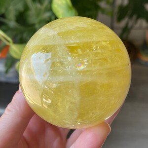 Lemon Quartz Crystal Spheres Polished Carved Smooth | Stand Included | Metaphysical Home Decor