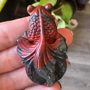 Bloodstone Fish Crystal | Natural Stone Carved and Polished Koi | Metaphysical Animal Home Decor