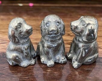 1"/10g Pyrite Mini Dog Handmade Stone Carving 