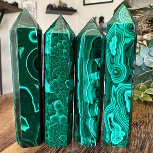 Malachite Crystal Tower Point | Authentic Natural Stone Carved & Polished Generator | Metaphysical Healing and Home Decor